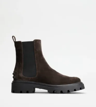 Picture of Tod's Chelsea Boots In Suede - Brown