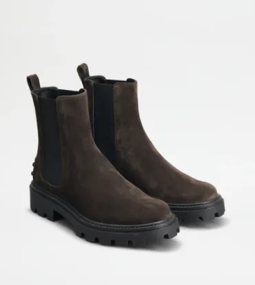Picture of Tod's Chelsea Boots In Suede - Brown