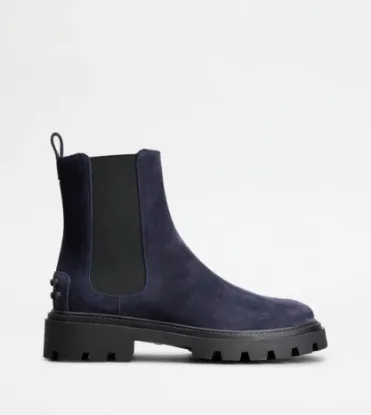 Picture of Tod's Chelsea Boots In Suede - Blue
