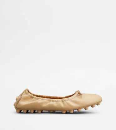 Picture of Bubble Ballerinas In Leather - Beige