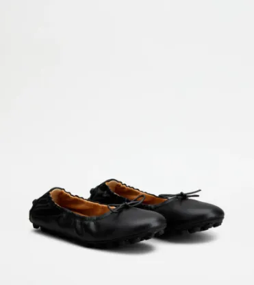 Picture of Bubble Ballerinas In Leather - Black