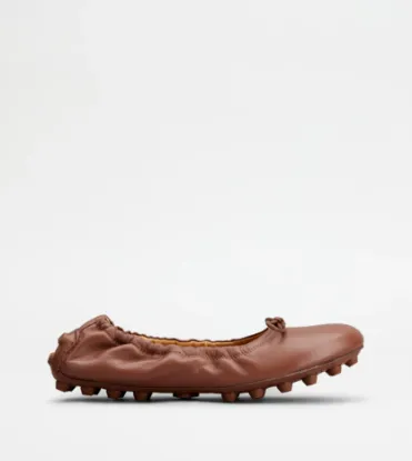 Picture of Bubble Ballerinas In Leather - Brown