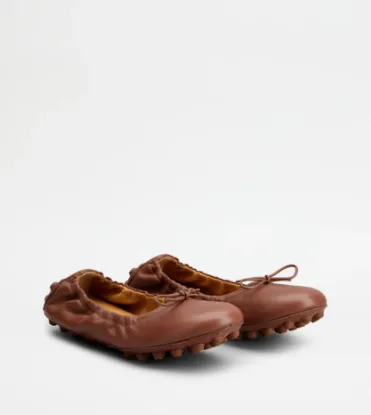 Picture of Bubble Ballerinas In Leather - Brown