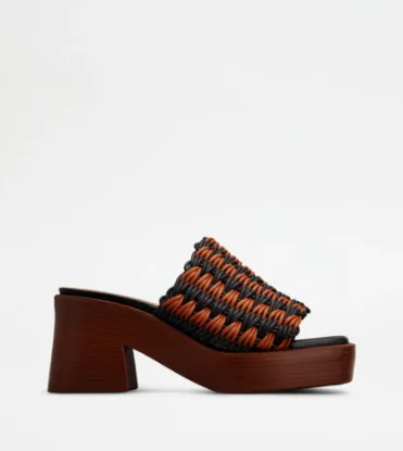 Picture of Platform Mules In Fabric With Heel - Black, Brown