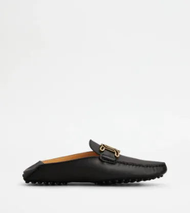 Picture of Gommino Mule Shoes In Leather - Black