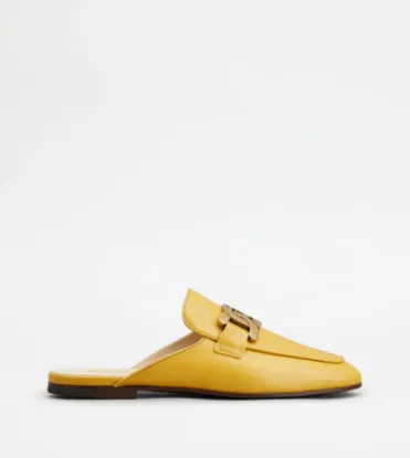 Picture of Mules In Leather - Yellow