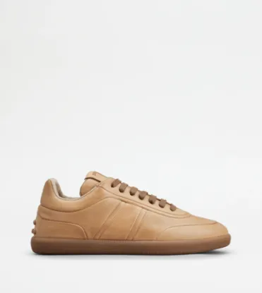 Picture of Tod's Tabs Sneakers In Lleather - Beige