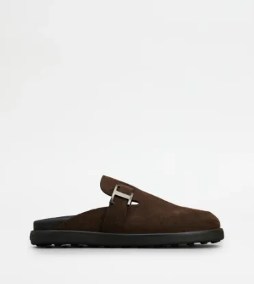 Picture of T Timeless Mules In Suede - Brown